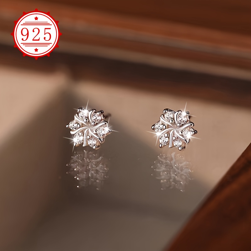 925 Silver Snowflake Earrings Set - Elegant Hypoallergenic Design